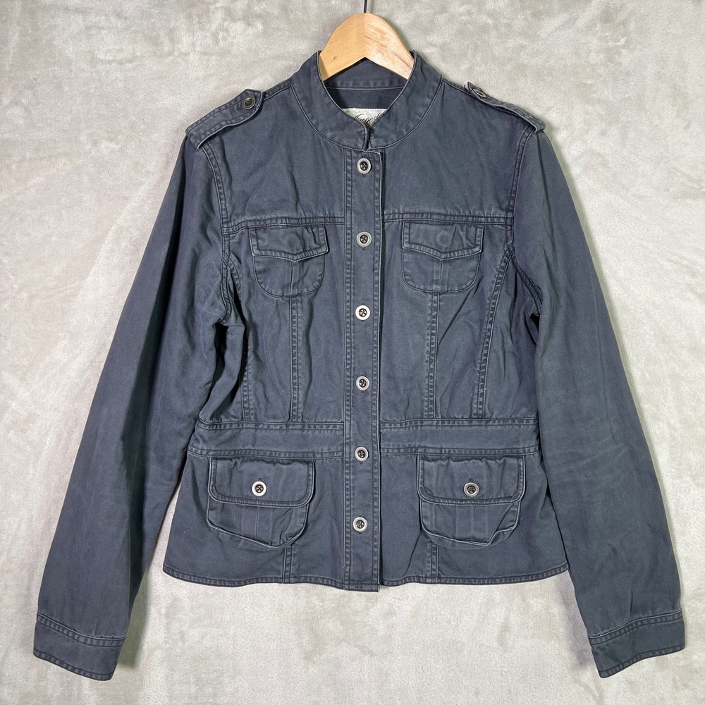 Vntg Aeropostale Utility Jacket L Gray Cargo Bella Swan Twilight Y2K Grunge Goth